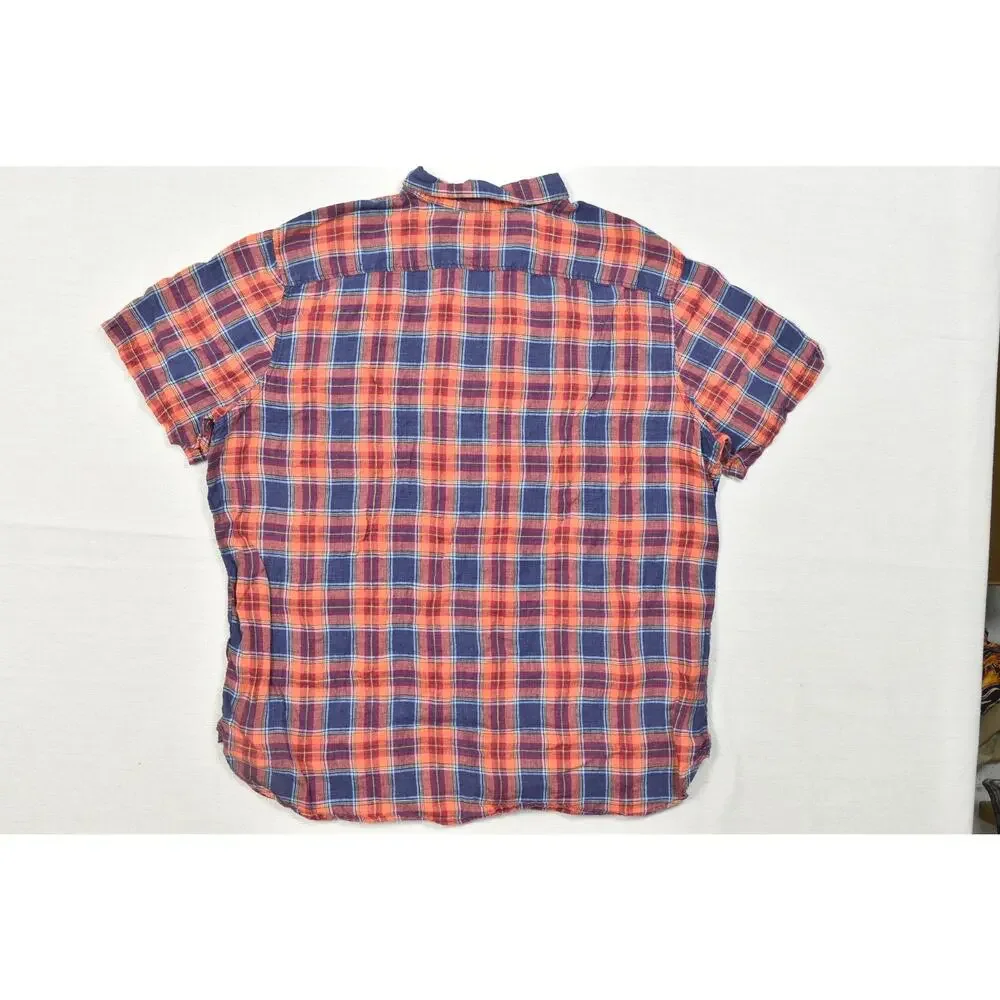 Banana Republic Camden Fit Linen Plaid Shirt Men's Big & Tall Size XXL